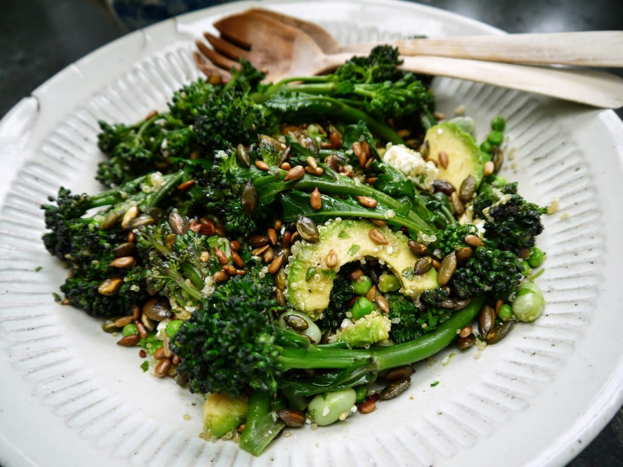 Purple Sprouting Broccoli, Broad Beans & Feta