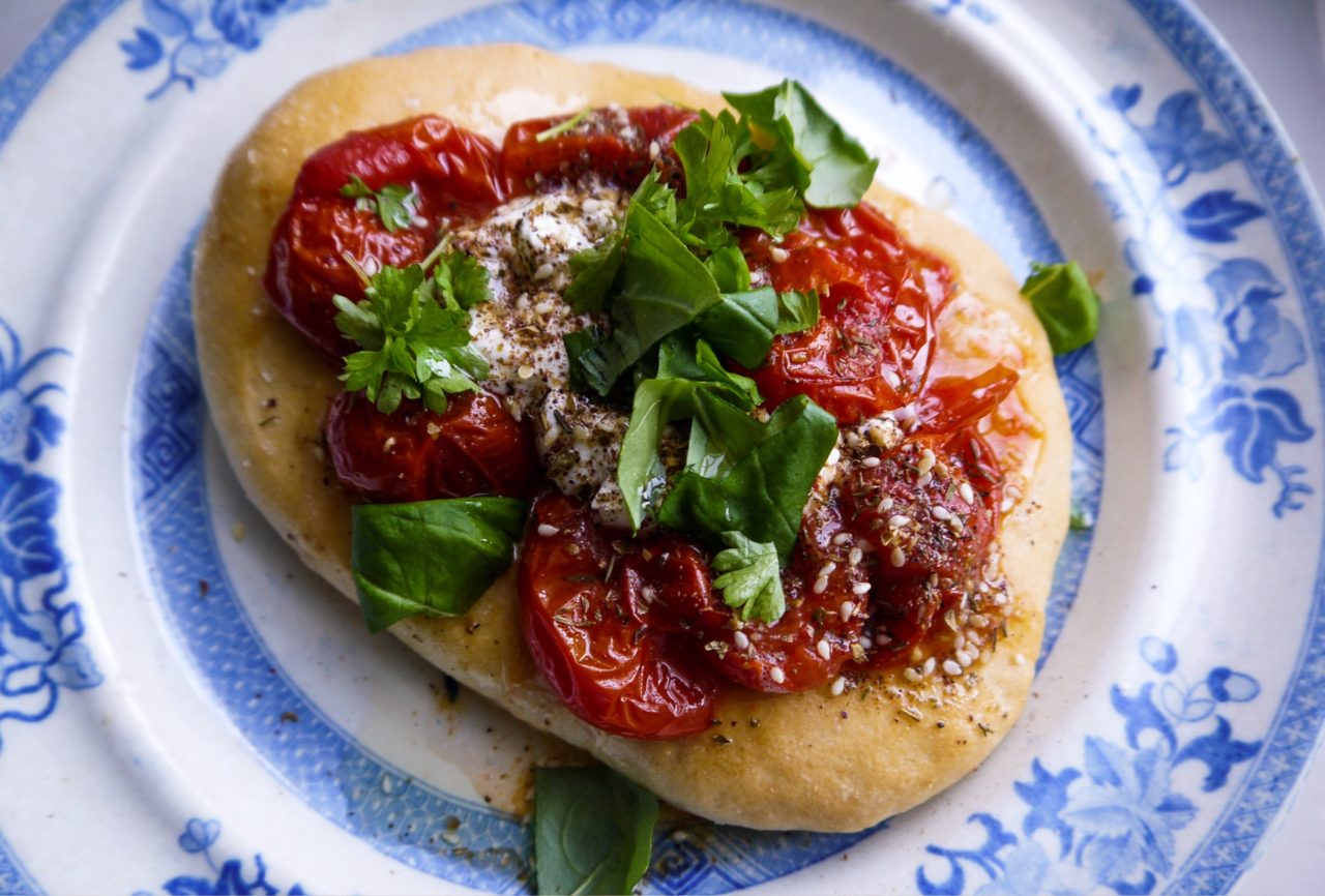 Slow roasted tomato flatbreads